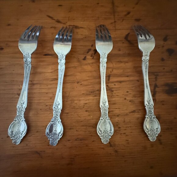 Rogers Stanley Roberts SRB199 Stainless Steel Dinner Forks Lot Of 4 Floral - Picture 2 of 2